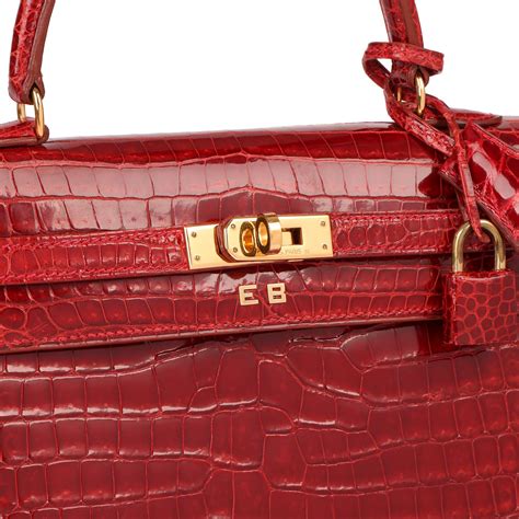 Hermès Vintage Rouge Vif Shiny Porosus Crocodile 